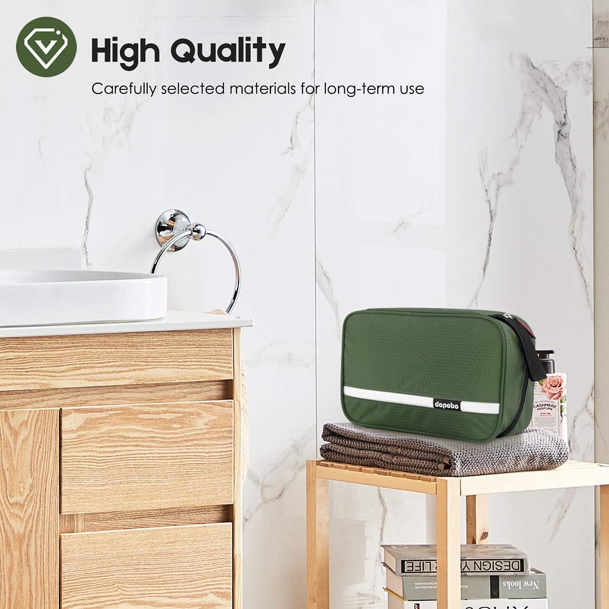 Travel Toiletry Bag for Women, Dopp Kit for Men, Waterproof Makeup Bag Shaving Bag with Hanging Hook, Portable Toiletry Organizer for Traveling and Camping