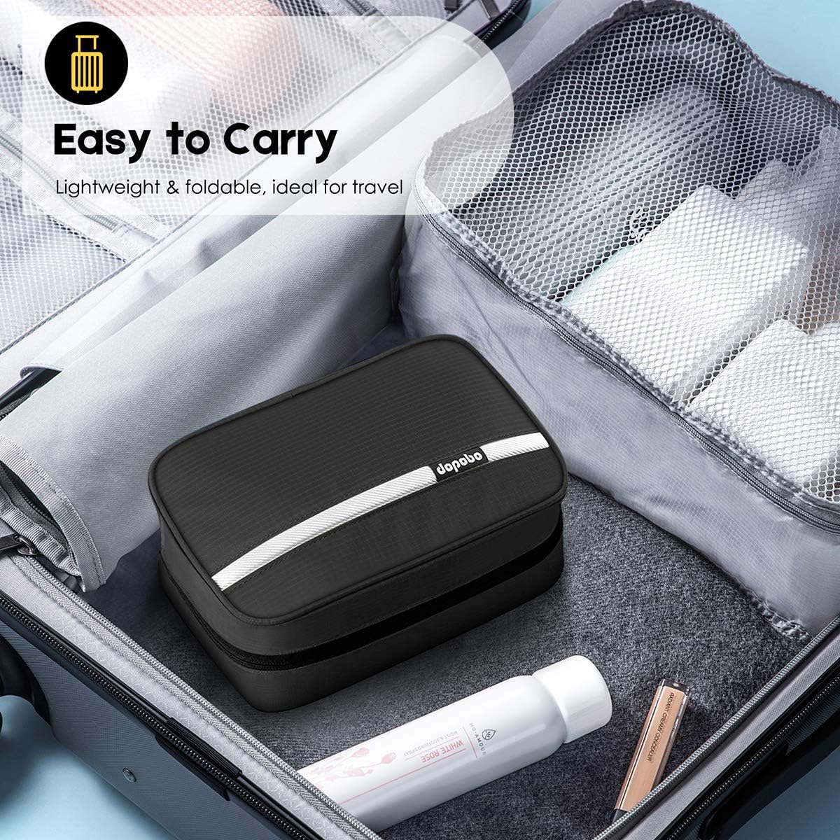 Travel Toiletry Bag for Women, Dopp Kit for Men, Waterproof Makeup Bag Shaving Bag with Hanging Hook, Portable Toiletry Organizer for Traveling and Camping