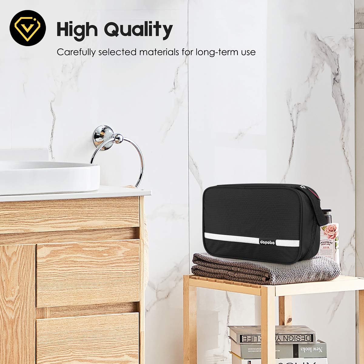 Travel Toiletry Bag for Women, Dopp Kit for Men, Waterproof Makeup Bag Shaving Bag with Hanging Hook, Portable Toiletry Organizer for Traveling and Camping