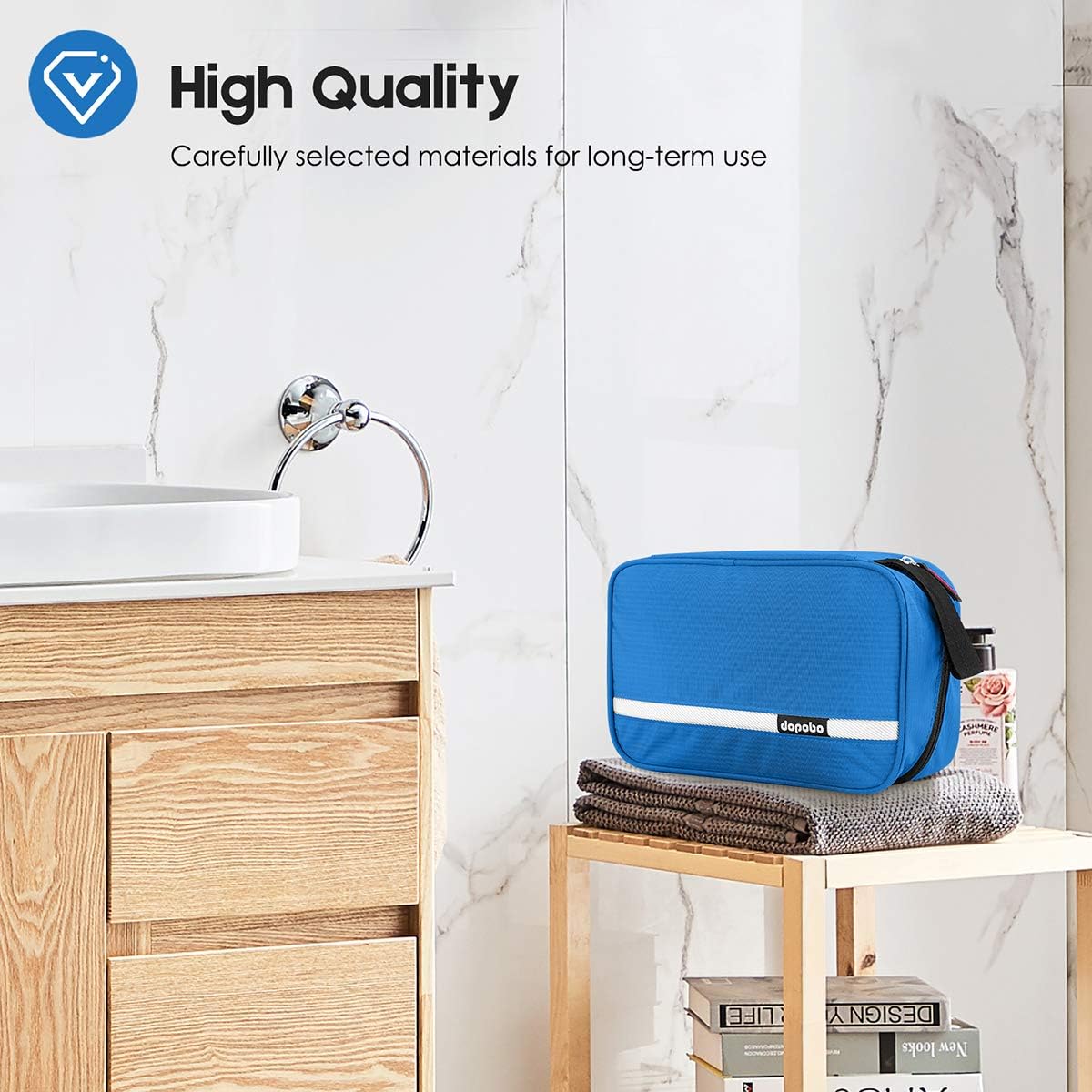 Travel Toiletry Bag for Women, Dopp Kit for Men, Waterproof Makeup Bag Shaving Bag with Hanging Hook, Portable Toiletry Organizer for Traveling and Camping