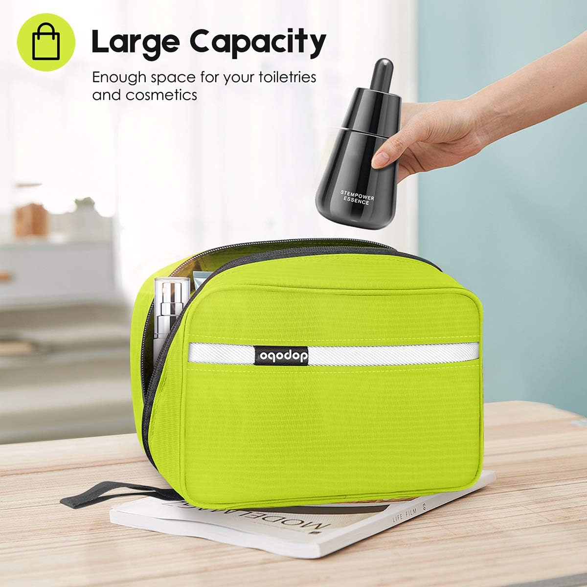 Travel Toiletry Bag for Women, Dopp Kit for Men, Waterproof Makeup Bag Shaving Bag with Hanging Hook, Portable Toiletry Organizer for Traveling and Camping