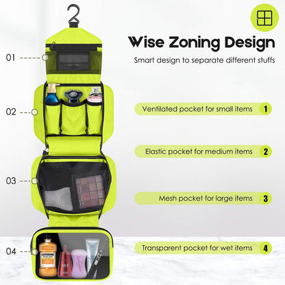 Travel Toiletry Bag for Women, Dopp Kit for Men, Waterproof Makeup Bag Shaving Bag with Hanging Hook, Portable Toiletry Organizer for Traveling and Camping