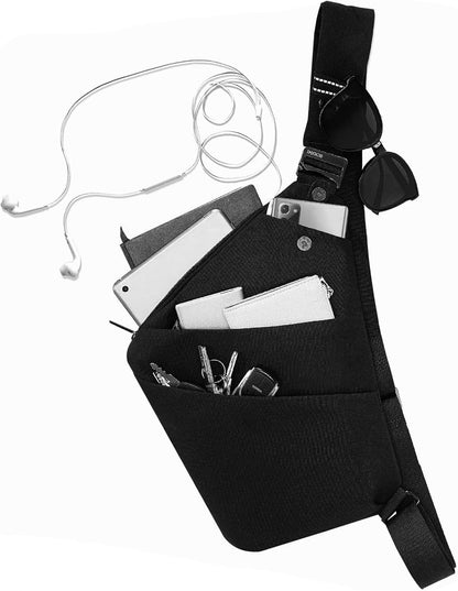 Crossbody Sling Bag, Water-Resistant Anti Theft Chest Pack, Minimalist Commuter Daypack for Travel Hiking Work