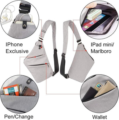 Crossbody Sling Bag, Water-Resistant Anti Theft Chest Pack, Minimalist Commuter Daypack for Travel Hiking Work