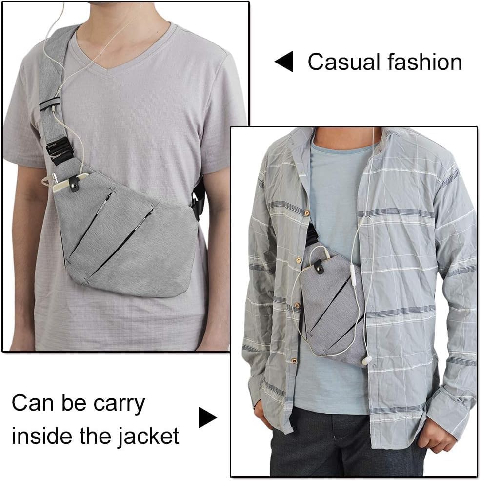 Crossbody Sling Bag, Water-Resistant Anti Theft Chest Pack, Minimalist Commuter Daypack for Travel Hiking Work