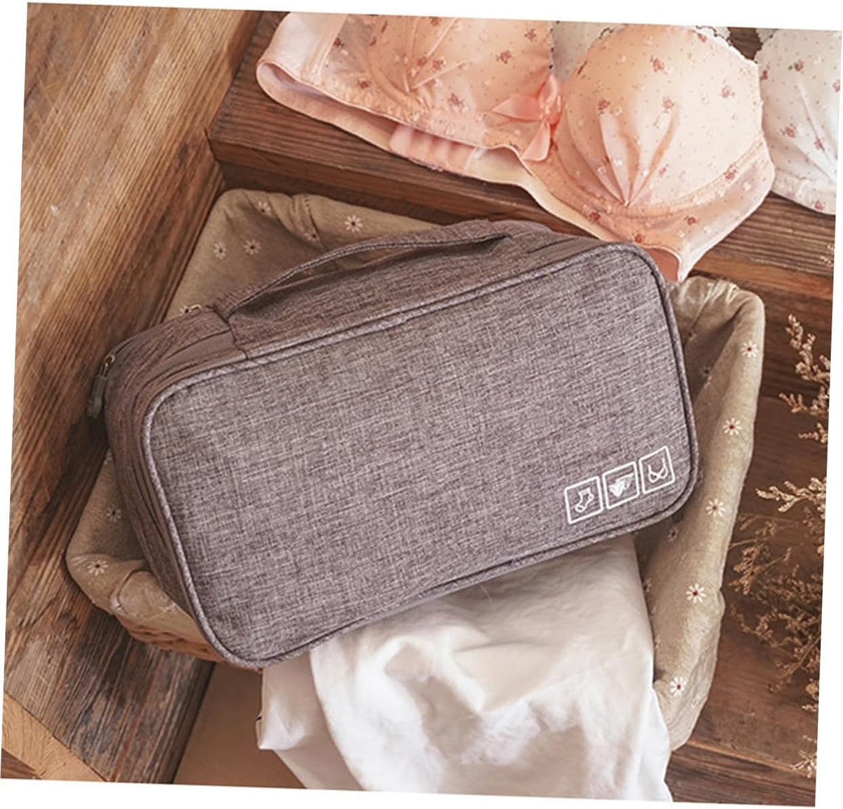 Cationic Underwear Storage Organizer Bag Waterproof Travel Pouch for Bras and Underwear Lightweight Travel Accessory