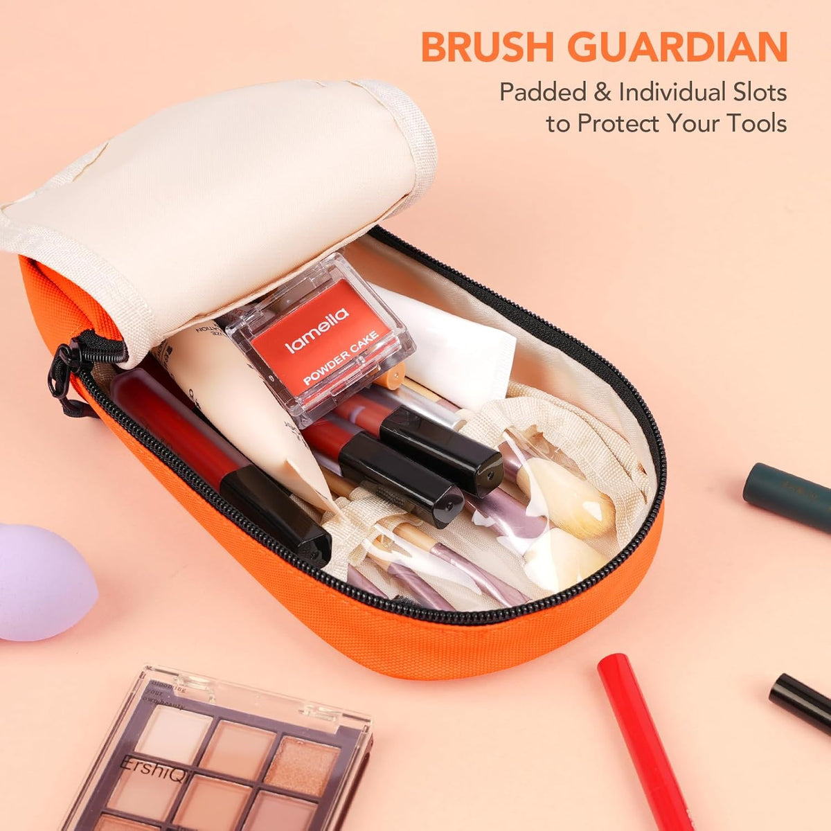 Travel Toiletry Bag Set for Women, Compact Size 5-Piece Hanging Organizer Kit with TSA Approved Cosmetic Bag, Jewelry Case & Cable Pouch, Waterproof Makeup Bag for Travel Essentials - Orange