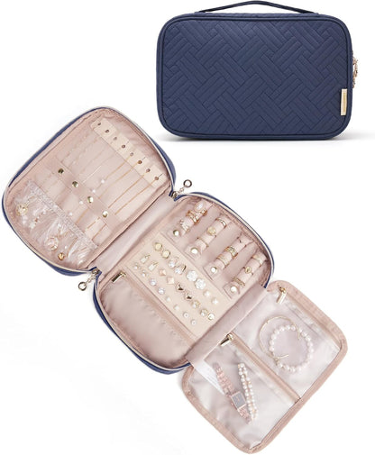 Travel Jewelry Organizer, Travel Jewelry Case, Tangle-free Necklaces Organizers Earring storage, Travel Accessories for Women Essentials Rings Bracelets Holder Bag, Pink