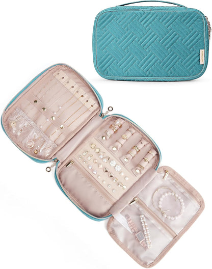 Travel Jewelry Organizer, Travel Jewelry Case, Tangle-free Necklaces Organizers Earring storage, Travel Accessories for Women Essentials Rings Bracelets Holder Bag, Pink