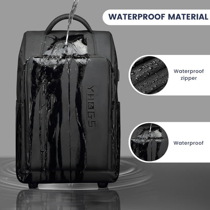 Rolling Backpack with Wheels, Waterproof Wheeled Backpack with USB Ports for Men Women, 15.6 Inch Travel Laptop Backpack with Wheels for Adults, Roller Carry-On Luggage Bag for Business Work