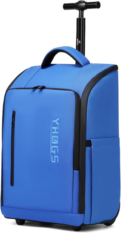Rolling Backpack with Wheels, Waterproof Wheeled Backpack with USB Ports for Men Women, 15.6 Inch Travel Laptop Backpack with Wheels for Adults, Roller Carry-On Luggage Bag for Business Work