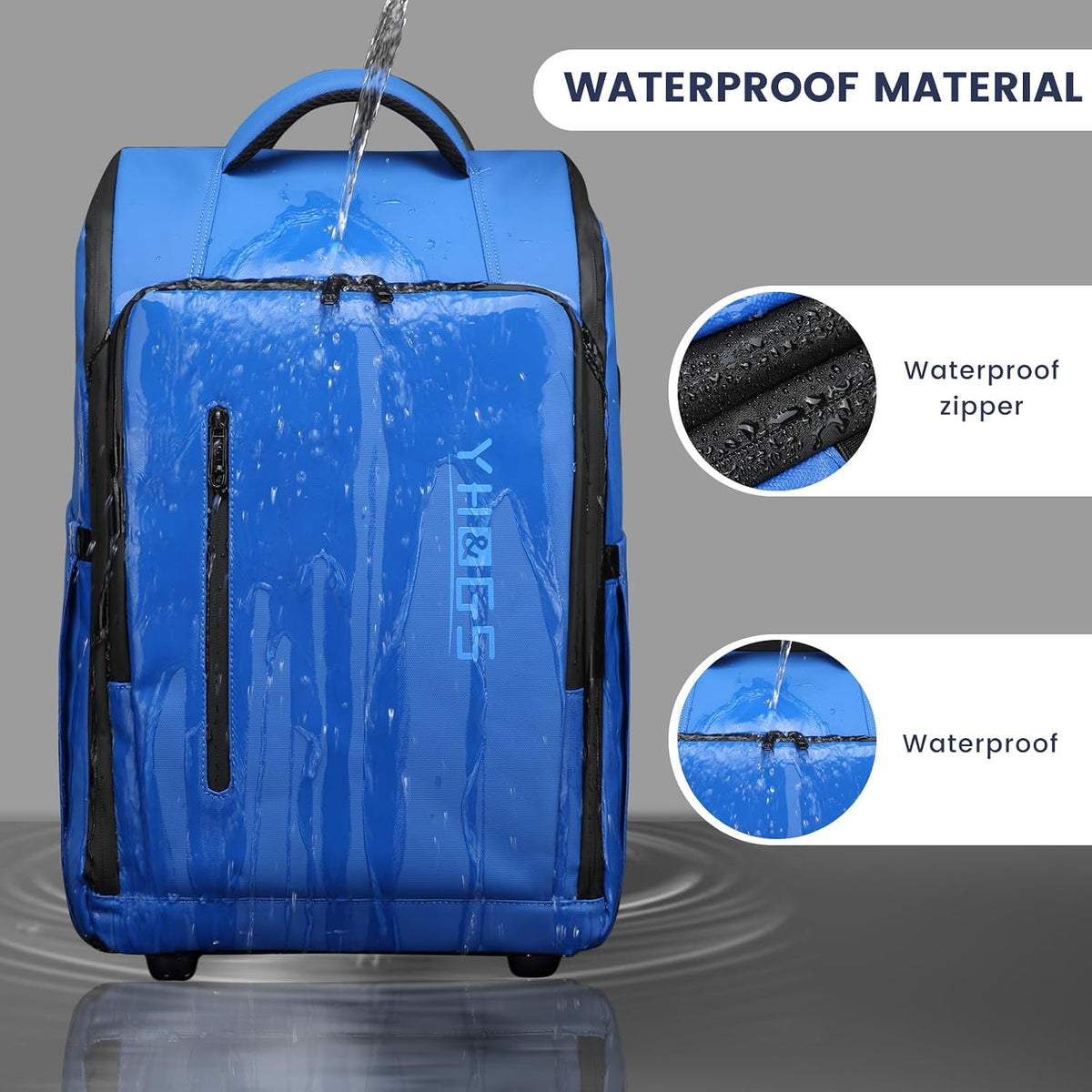 Rolling Backpack with Wheels, Waterproof Wheeled Backpack with USB Ports for Men Women, 15.6 Inch Travel Laptop Backpack with Wheels for Adults, Roller Carry-On Luggage Bag for Business Work
