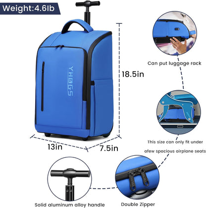 Rolling Backpack with Wheels, Waterproof Wheeled Backpack with USB Ports for Men Women, 15.6 Inch Travel Laptop Backpack with Wheels for Adults, Roller Carry-On Luggage Bag for Business Work