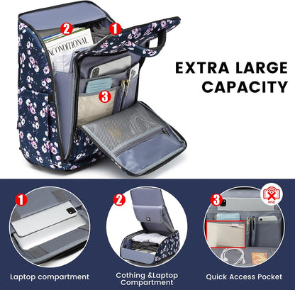 Rolling Backpack with Wheels, Waterproof Wheeled Backpack with USB Ports for Men Women, 15.6 Inch Travel Laptop Backpack with Wheels for Adults, Roller Carry-On Luggage Bag for Business Work