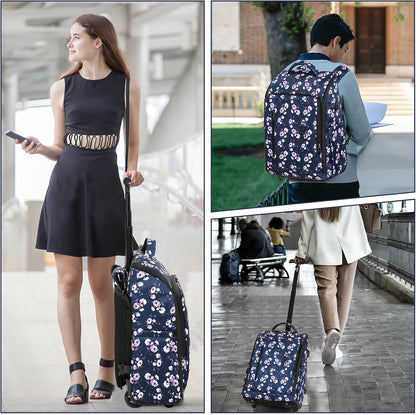 Rolling Backpack with Wheels, Waterproof Wheeled Backpack with USB Ports for Men Women, 15.6 Inch Travel Laptop Backpack with Wheels for Adults, Roller Carry-On Luggage Bag for Business Work