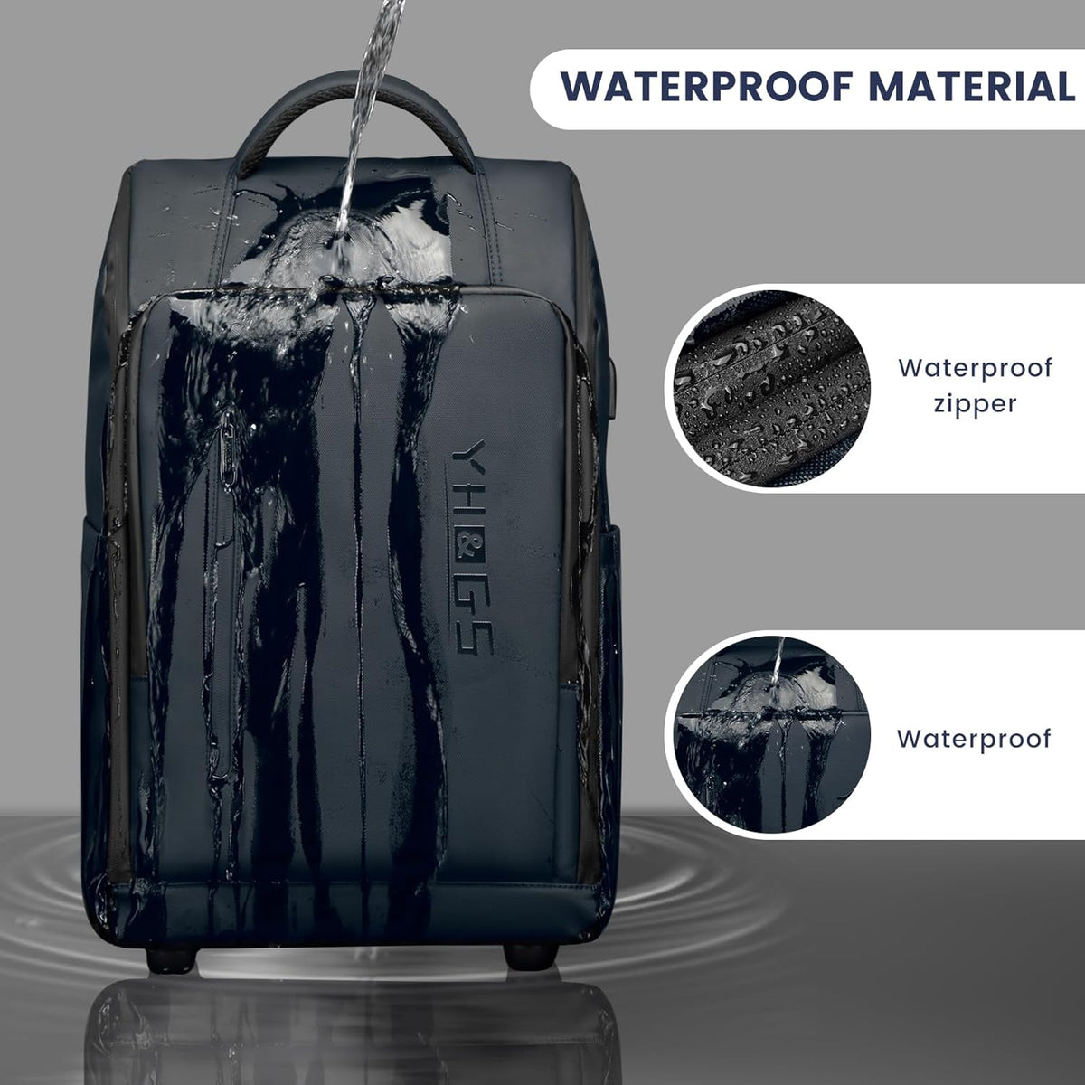 Rolling Backpack with Wheels, Waterproof Wheeled Backpack with USB Ports for Men Women, 15.6 Inch Travel Laptop Backpack with Wheels for Adults, Roller Carry-On Luggage Bag for Business Work