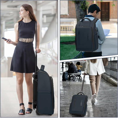 Rolling Backpack with Wheels, Waterproof Wheeled Backpack with USB Ports for Men Women, 15.6 Inch Travel Laptop Backpack with Wheels for Adults, Roller Carry-On Luggage Bag for Business Work