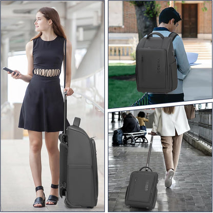 Rolling Backpack with Wheels, Waterproof Wheeled Backpack with USB Ports for Men Women, 15.6 Inch Travel Laptop Backpack with Wheels for Adults, Roller Carry-On Luggage Bag for Business Work