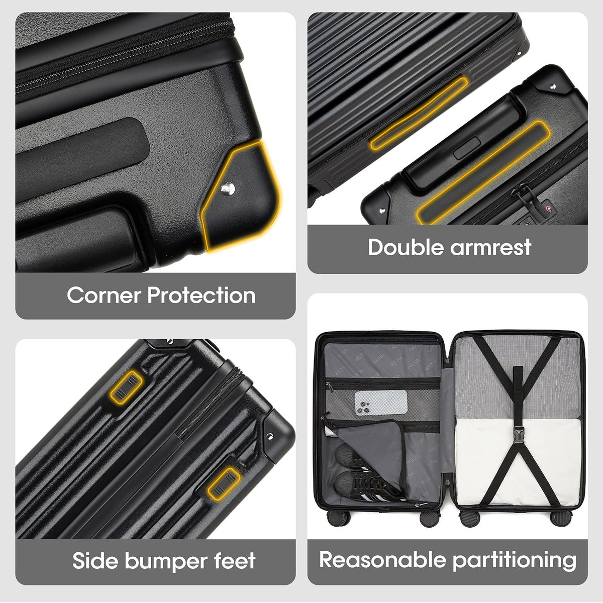 20 IN ,22x14x9 Airline Approved with Spinner Wheel | TSA Lock, Lightweight Hard Shell Travel Luggage for Men and Women Holiday,Weekend Trip,Business Travel
