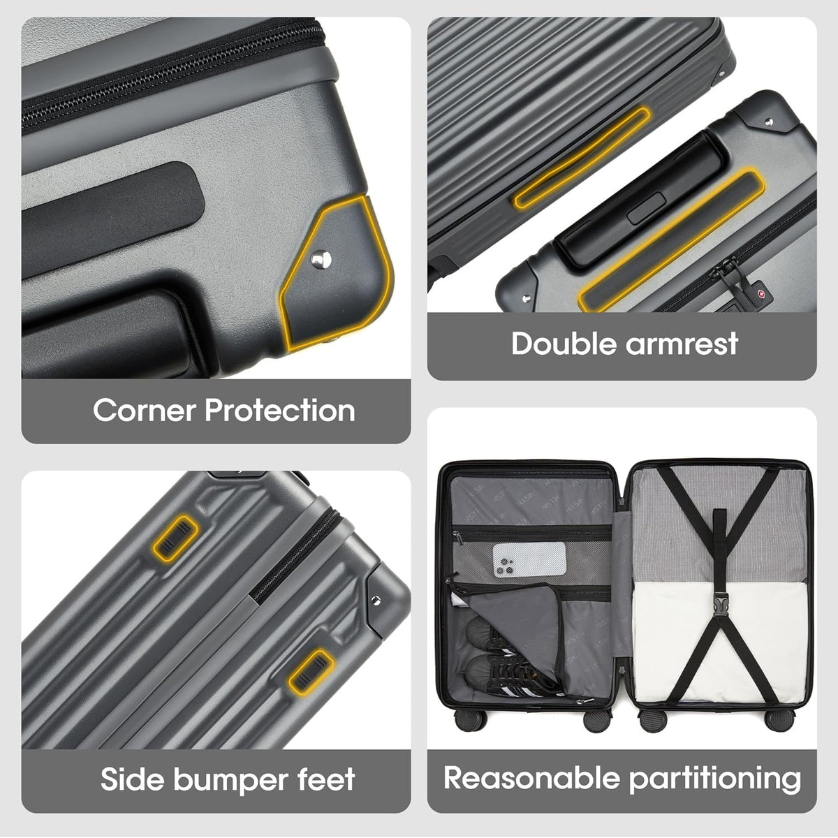 20 IN ,22x14x9 Airline Approved with Spinner Wheel | TSA Lock, Lightweight Hard Shell Travel Luggage for Men and Women Holiday,Weekend Trip,Business Travel