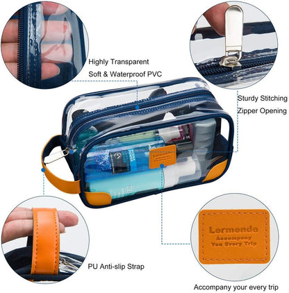 Toiletry Bag, Clear Shaving Dopp Kit for Men Travel Toiletry Bag with Hand Strap Unisex Bathroom Toiletries Organiser