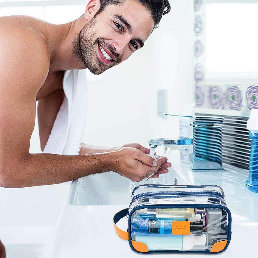 Toiletry Bag, Clear Shaving Dopp Kit for Men Travel Toiletry Bag with Hand Strap Unisex Bathroom Toiletries Organiser