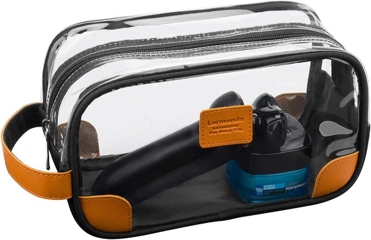 Toiletry Bag, Clear Shaving Dopp Kit for Men Travel Toiletry Bag with Hand Strap Unisex Bathroom Toiletries Organiser
