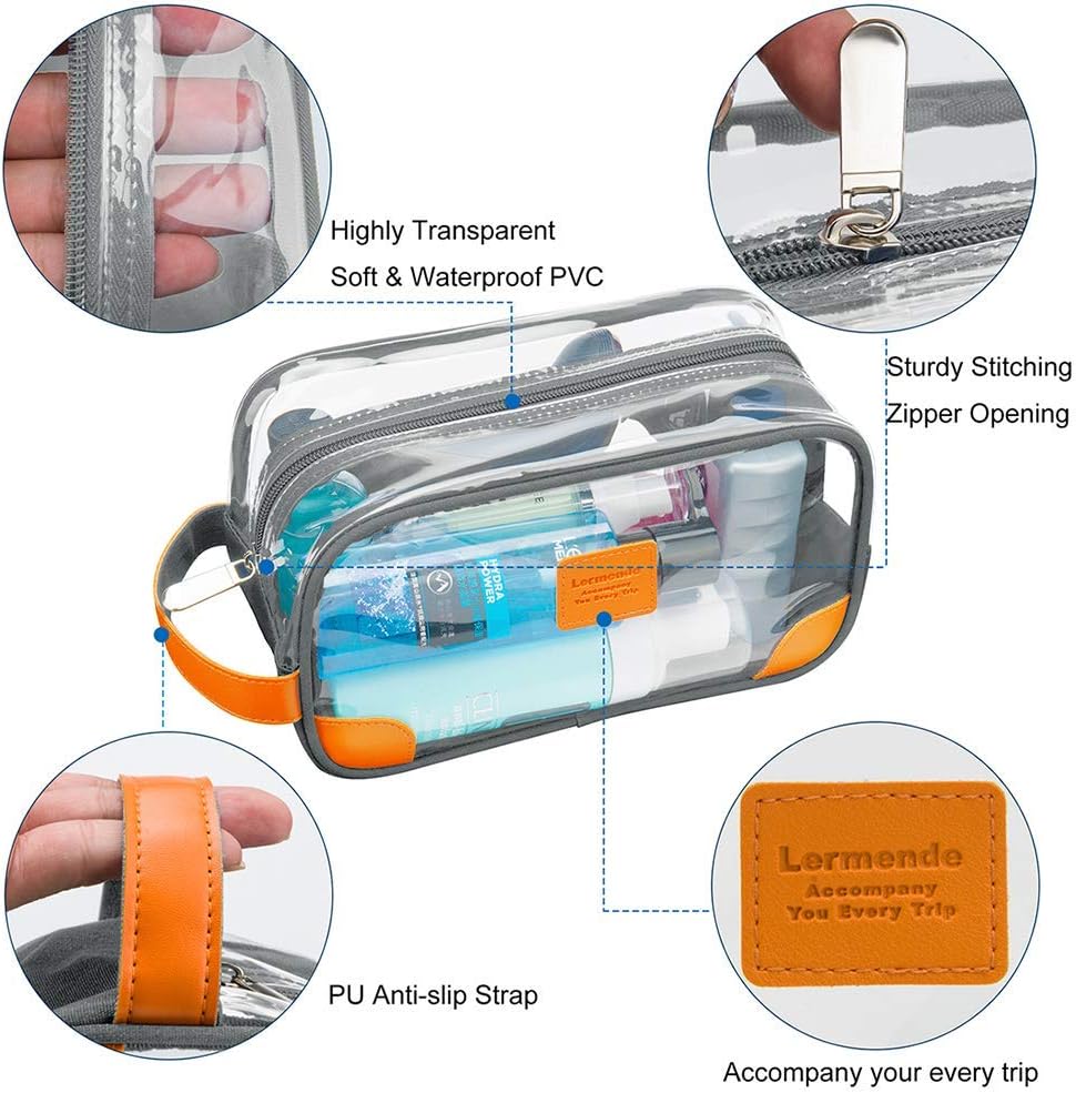 Toiletry Bag, Clear Shaving Dopp Kit for Men Travel Toiletry Bag with Hand Strap Unisex Bathroom Toiletries Organiser