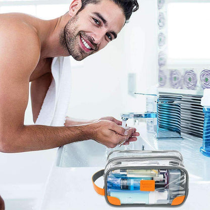 Toiletry Bag, Clear Shaving Dopp Kit for Men Travel Toiletry Bag with Hand Strap Unisex Bathroom Toiletries Organiser