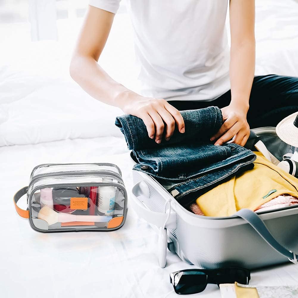 Toiletry Bag, Clear Shaving Dopp Kit for Men Travel Toiletry Bag with Hand Strap Unisex Bathroom Toiletries Organiser