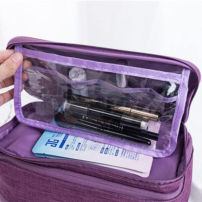 Travel Bra Oxford Fabric Underwear Storage Bag Large Capacity for Women Travel, Closure Lingerie Sock Case (Dark Blue)