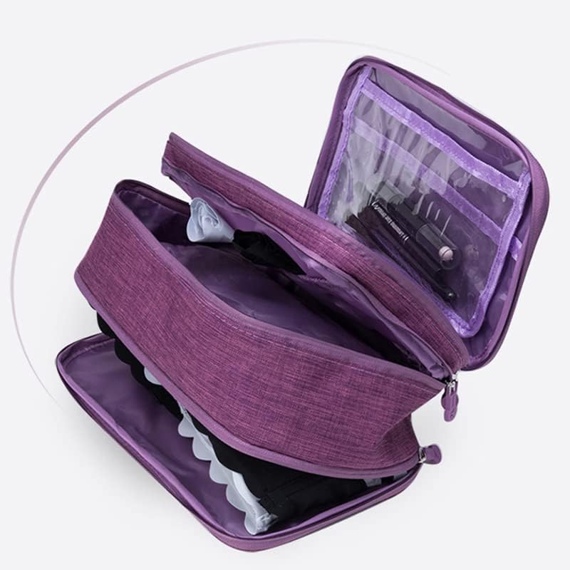 Travel Bra Oxford Fabric Underwear Storage Bag Large Capacity for Women Travel, Closure Lingerie Sock Case (Dark Blue)