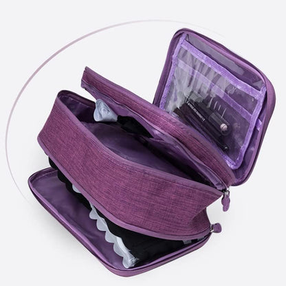 Travel Bra Oxford Fabric Underwear Storage Bag Large Capacity for Women Travel, Closure Lingerie Sock Case (Dark Blue)