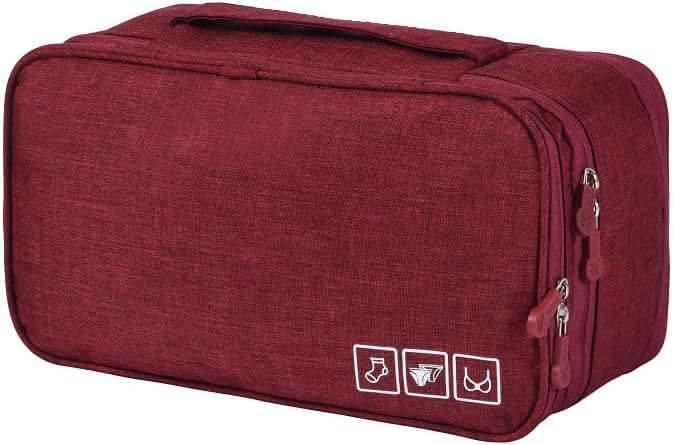 Travel Bra Oxford Fabric Underwear Storage Bag Large Capacity for Women Travel, Closure Lingerie Sock Case (Dark Blue)
