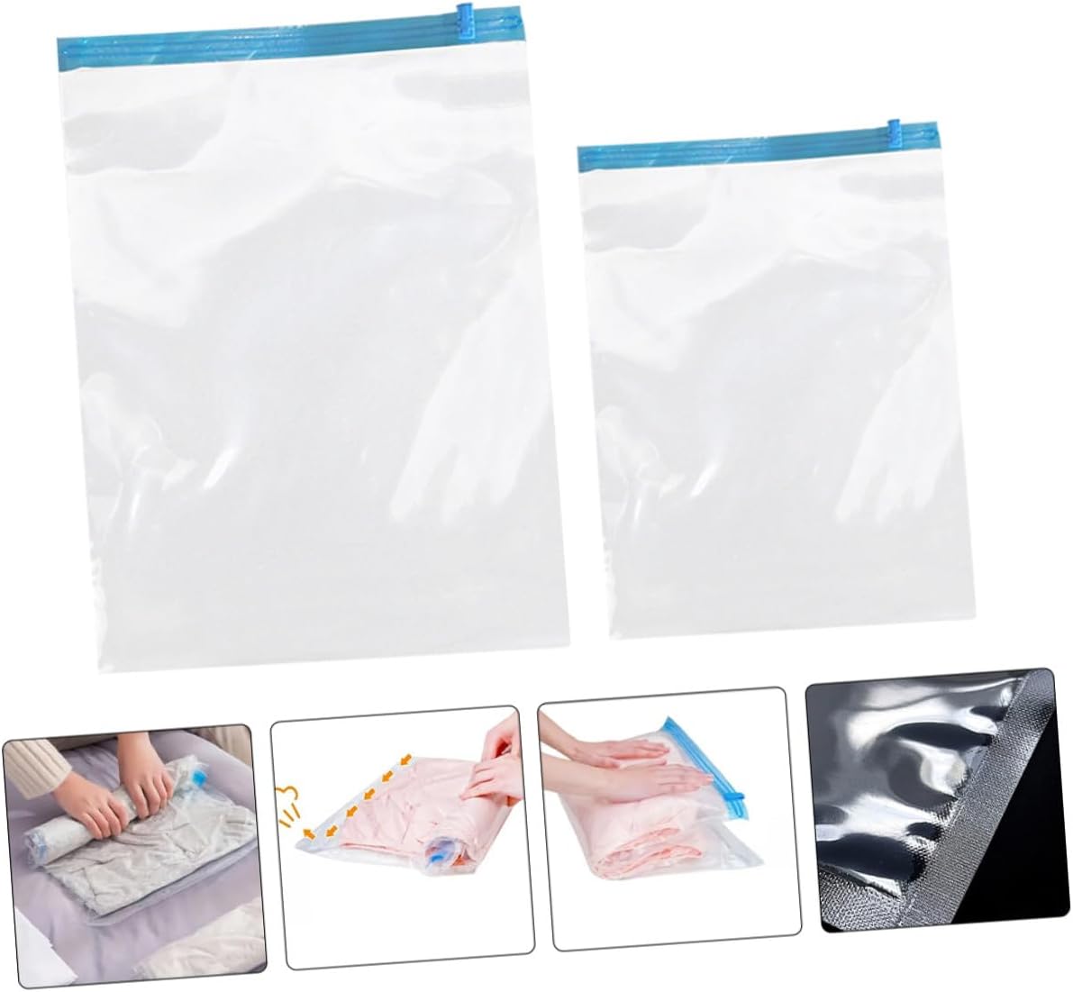 12pcs Hand Roll up Clothing Storage Bags Travel Space Saver Compression Bags for Suitcases Pa+pe Material Garments Organizer for Luggage