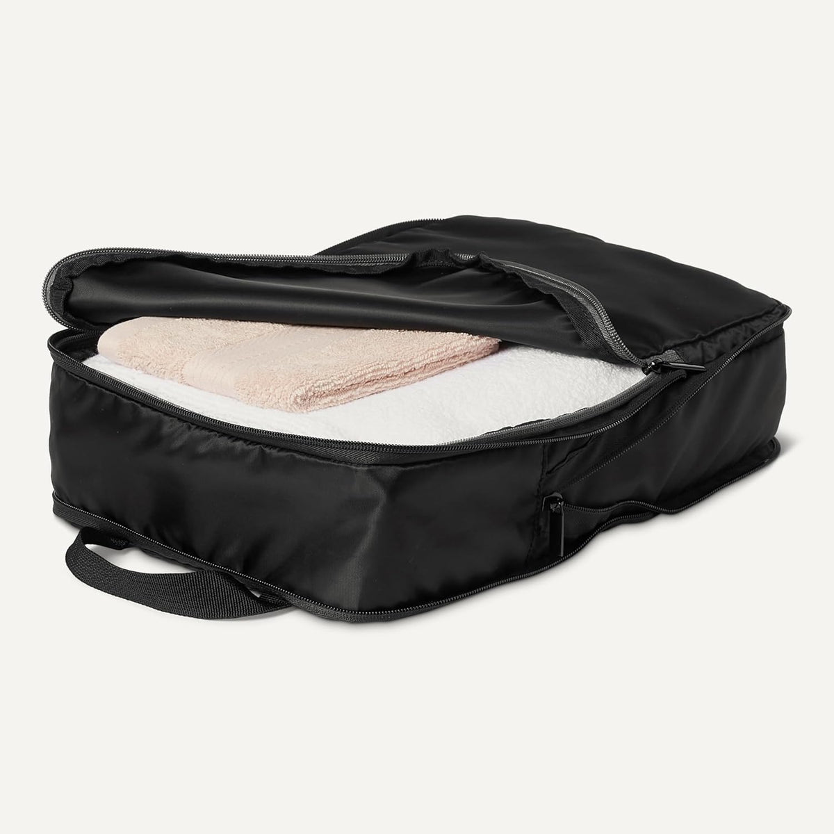 Ultralight Compression Packing Cubes, Recycled Fabric, 2 Zippers, Grey, for Suitcases or Backpacks