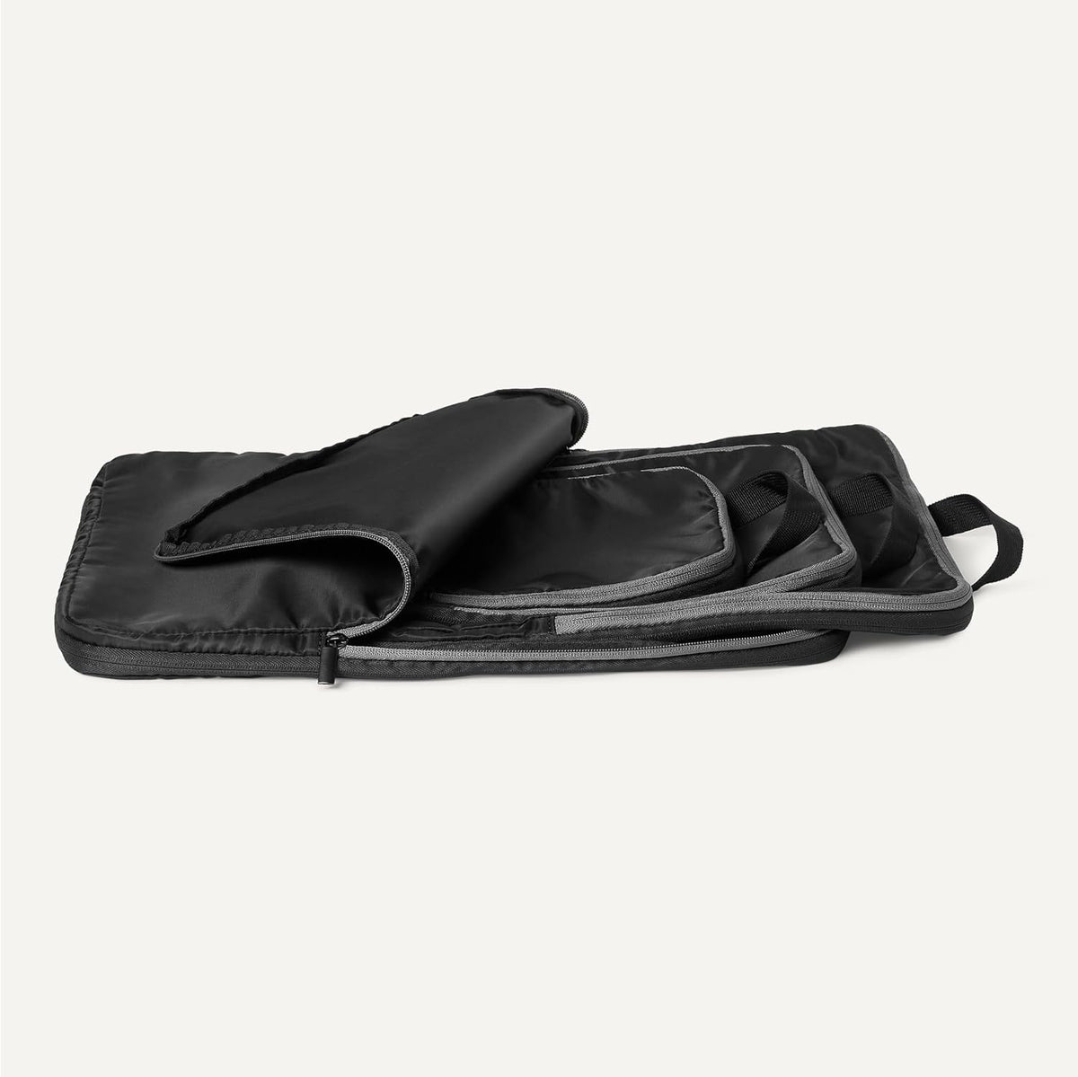 Ultralight Compression Packing Cubes, Recycled Fabric, 2 Zippers, Grey, for Suitcases or Backpacks