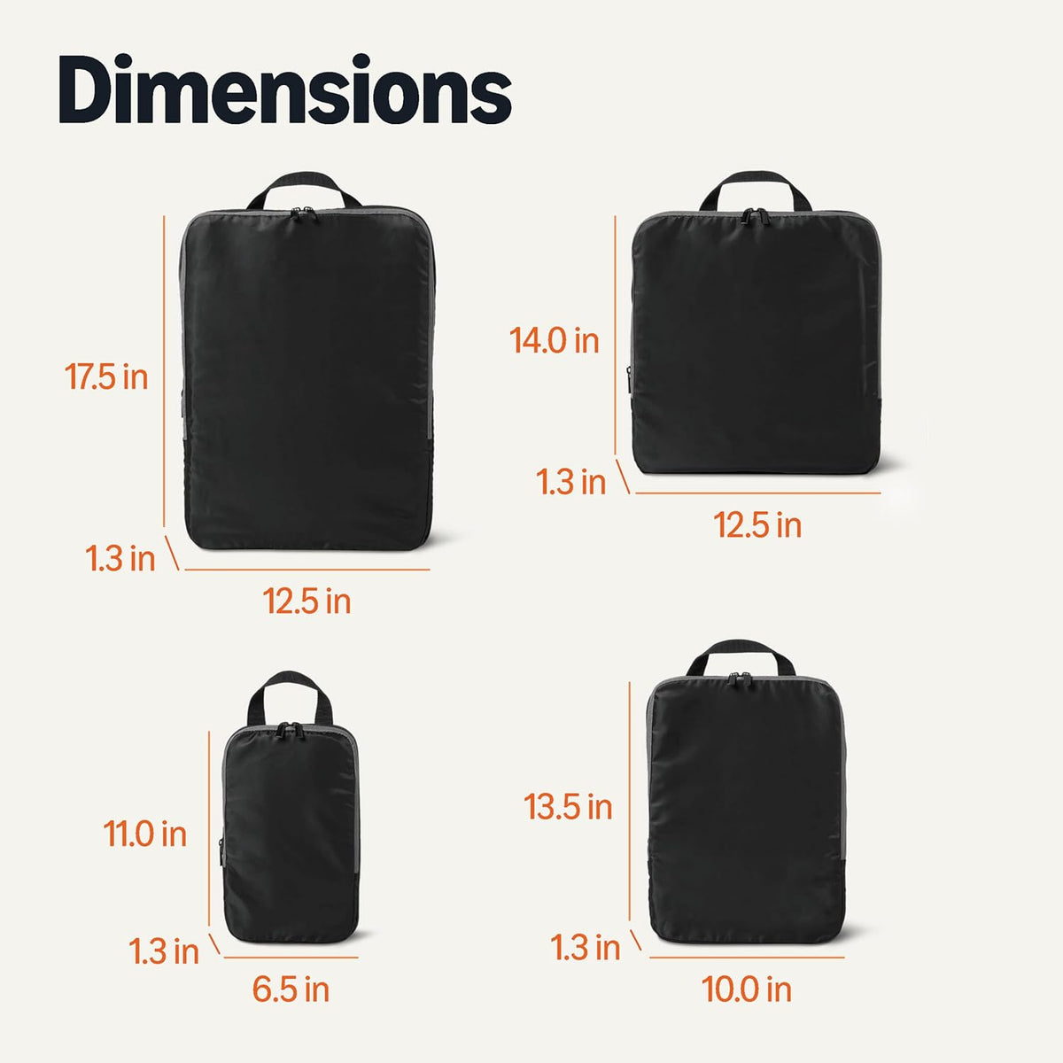 Ultralight Compression Packing Cubes, Recycled Fabric, 2 Zippers, Grey, for Suitcases or Backpacks