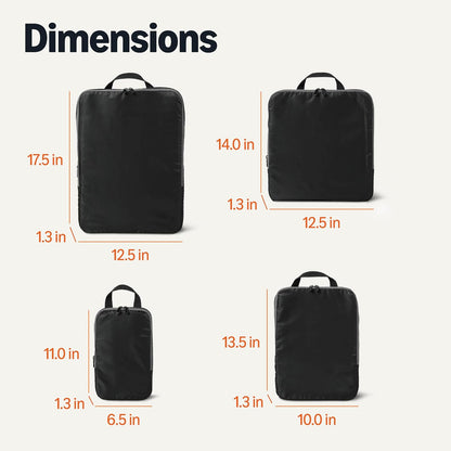 Ultralight Compression Packing Cubes, Recycled Fabric, 2 Zippers, Grey, for Suitcases or Backpacks