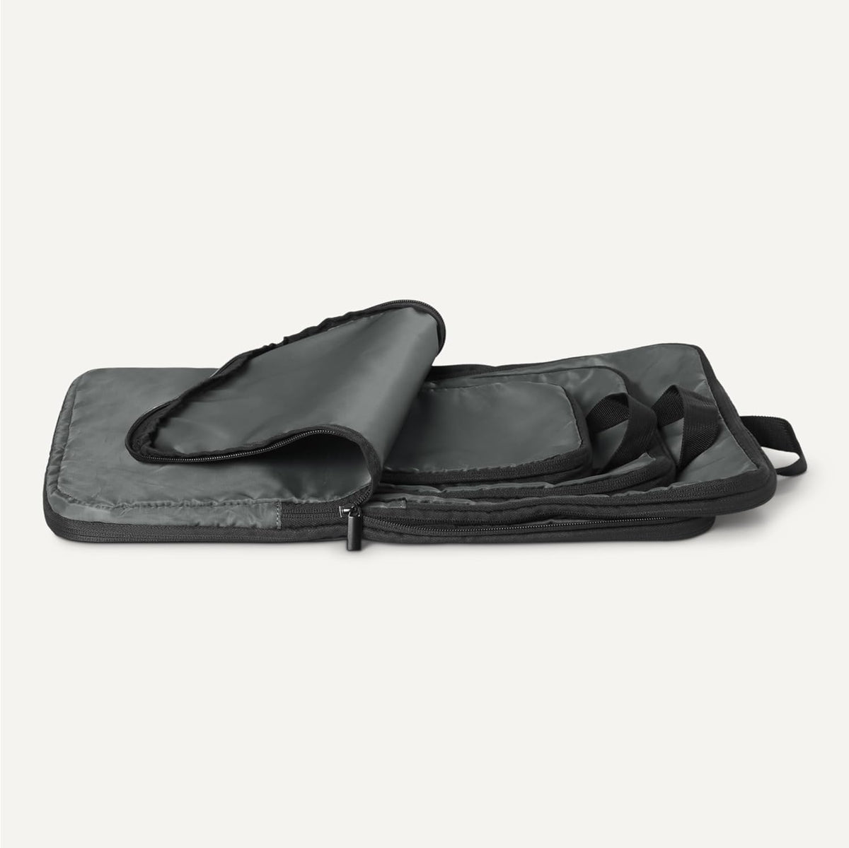 Ultralight Compression Packing Cubes, Recycled Fabric, 2 Zippers, Grey, for Suitcases or Backpacks