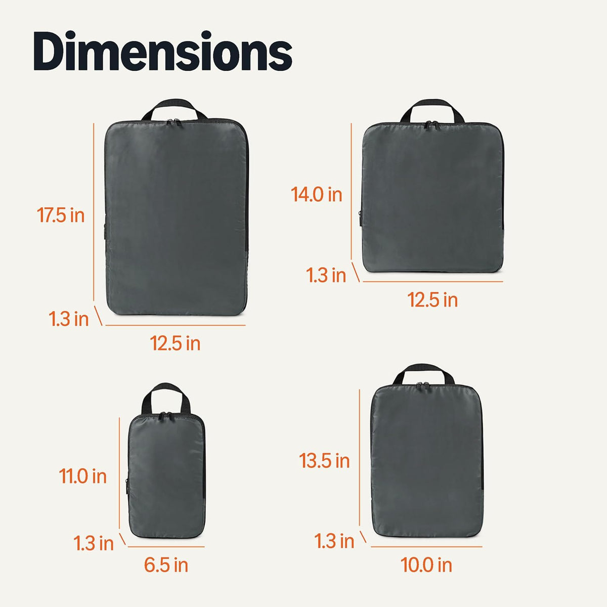 Ultralight Compression Packing Cubes, Recycled Fabric, 2 Zippers, Grey, for Suitcases or Backpacks