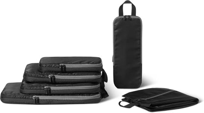 Ultralight Compression Packing Cubes, Recycled Fabric, 2 Zippers, Grey, for Suitcases or Backpacks