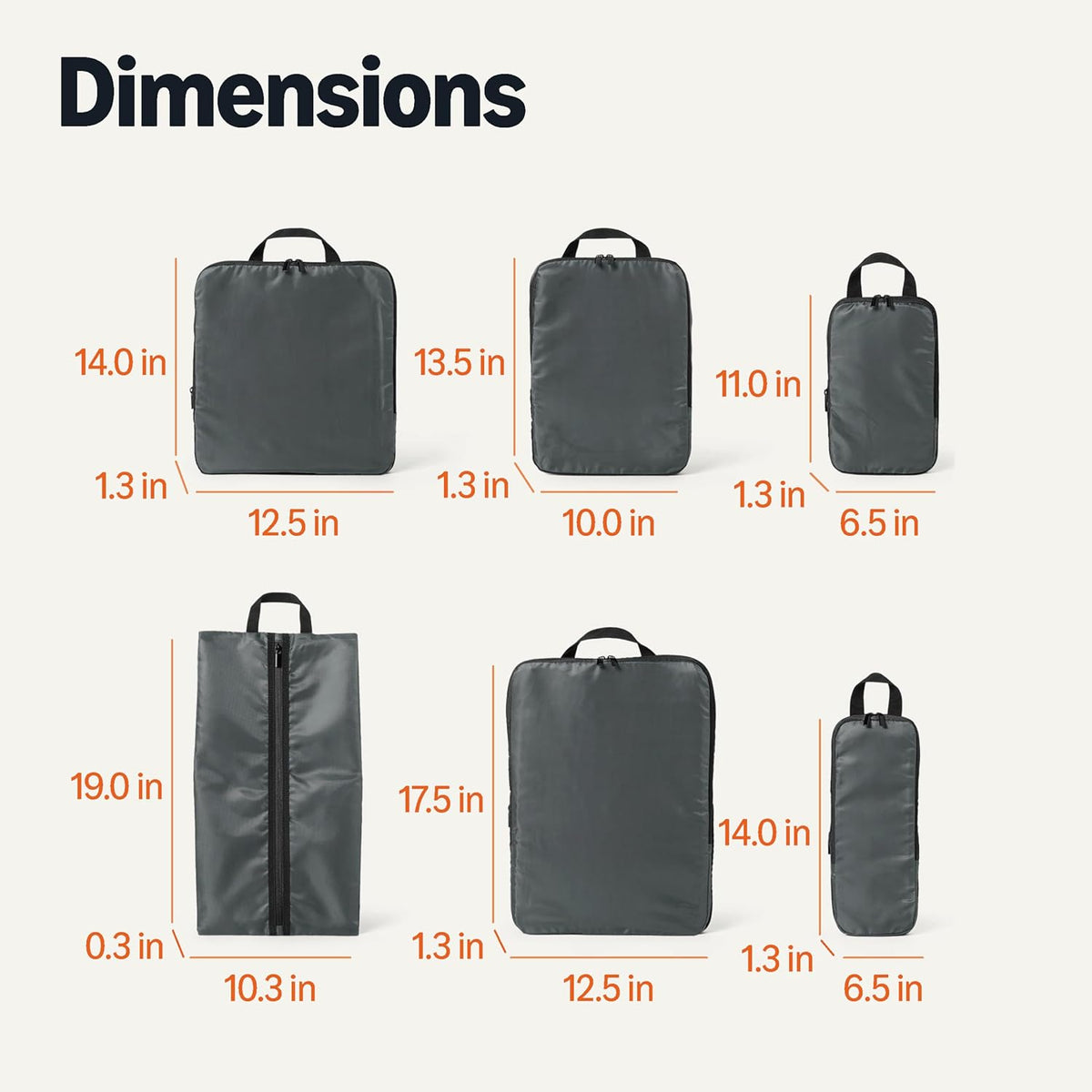 Ultralight Compression Packing Cubes, Recycled Fabric, 2 Zippers, Grey, for Suitcases or Backpacks