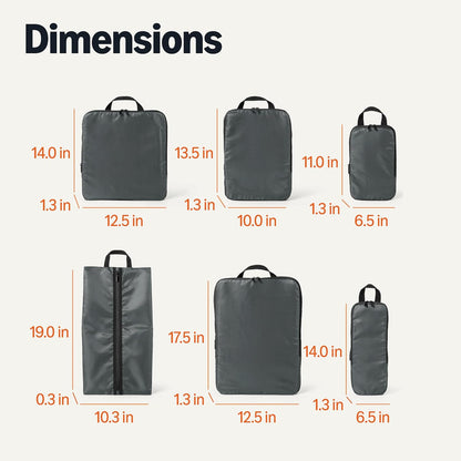 Ultralight Compression Packing Cubes, Recycled Fabric, 2 Zippers, Grey, for Suitcases or Backpacks
