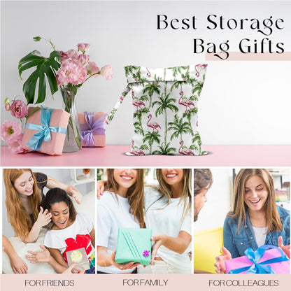 Wet Bag for Swimsuit, Beach Travel Essentials Wet Dry Bag, for Sunscreen Toiletry Dirty Clothes Yoga Gym Diaper, Friends Summer Beach Vacation Gifts. Colorful palm trees