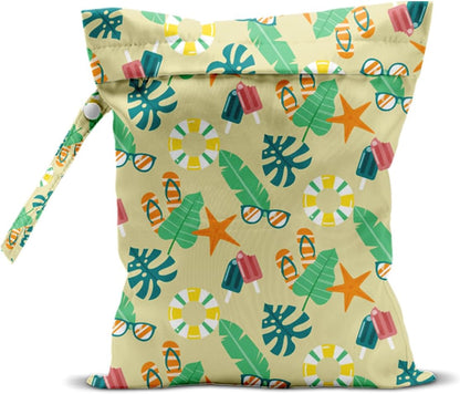 Wet Bag for Swimsuit, Beach Travel Essentials Wet Dry Bag, for Sunscreen Toiletry Dirty Clothes Yoga Gym Diaper, Friends Summer Beach Vacation Gifts. Colorful palm trees
