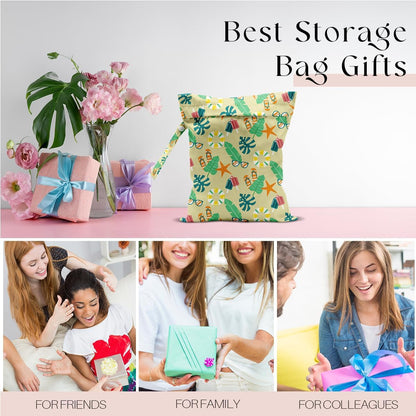 Wet Bag for Swimsuit, Beach Travel Essentials Wet Dry Bag, for Sunscreen Toiletry Dirty Clothes Yoga Gym Diaper, Friends Summer Beach Vacation Gifts. Colorful palm trees