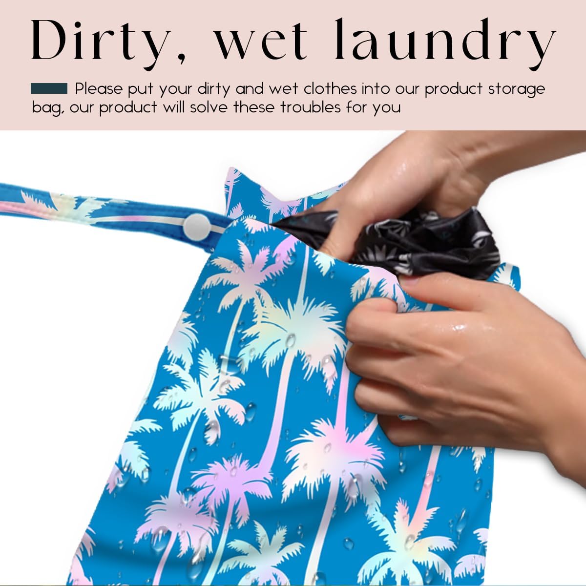 Wet Bag for Swimsuit, Beach Travel Essentials Wet Dry Bag, for Sunscreen Toiletry Dirty Clothes Yoga Gym Diaper, Friends Summer Beach Vacation Gifts. Colorful palm trees