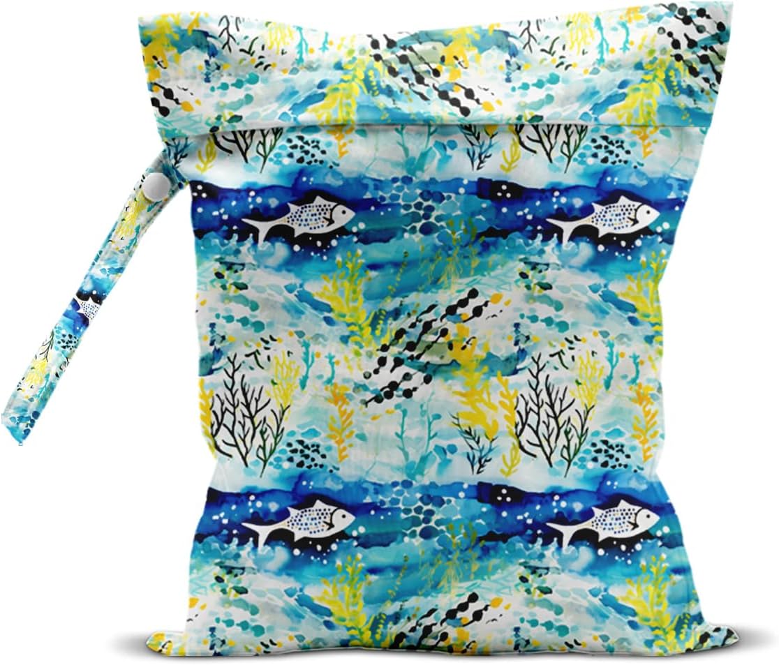 Wet Bag for Swimsuit, Beach Travel Essentials Wet Dry Bag, for Sunscreen Toiletry Dirty Clothes Yoga Gym Diaper, Friends Summer Beach Vacation Gifts. Colorful palm trees