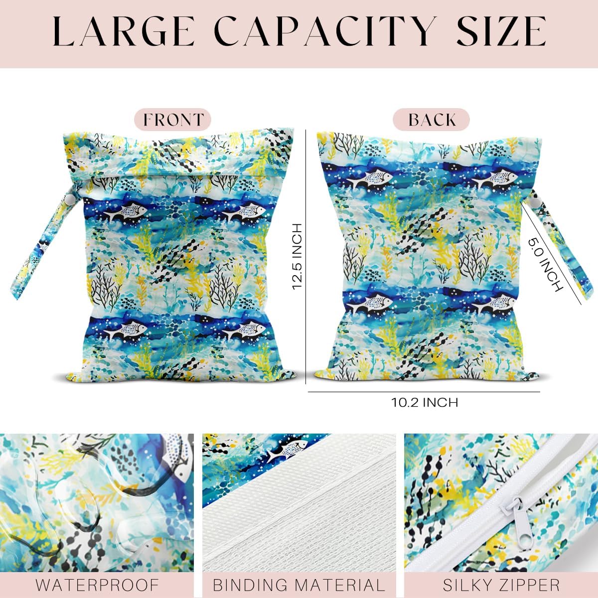 Wet Bag for Swimsuit, Beach Travel Essentials Wet Dry Bag, for Sunscreen Toiletry Dirty Clothes Yoga Gym Diaper, Friends Summer Beach Vacation Gifts. Colorful palm trees